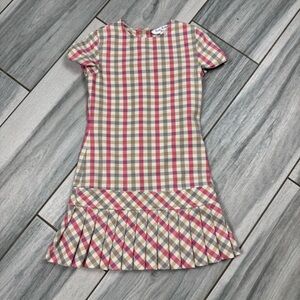 Girls Brooks Brothers Pink Gray Ivory Plaid Fleece Dress Size 4